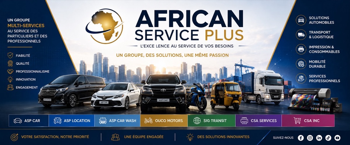 African Services Plus, groupe multiservices : ASP Car, ASP Location, ASP Car Wash, Ouco Motors, SIG Transit, CSA Services, CSA Ink